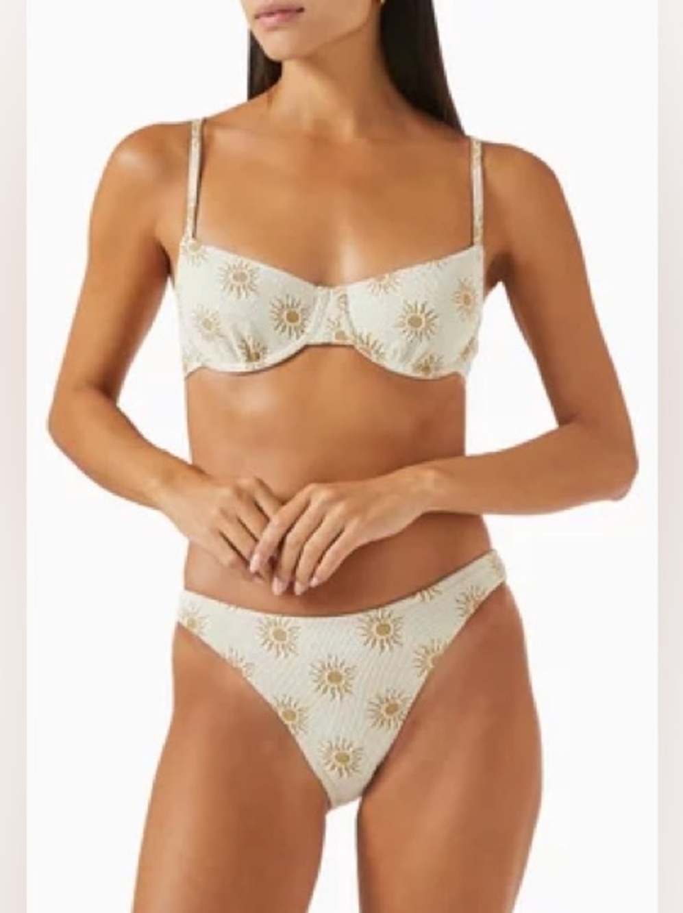 Solid & Striped The Eva Jacquard Bikini Set - Brule Crinkle Sun Size Small